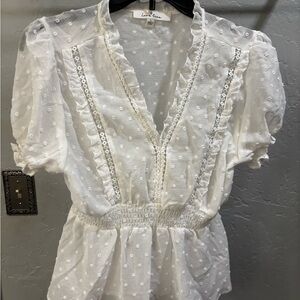 White Women's Ruffled Blouse